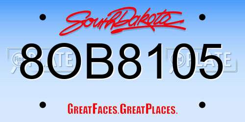 8OB8105 South Dakota License Plate