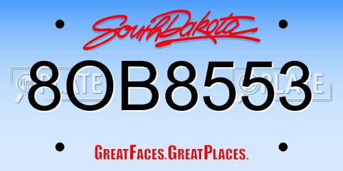 8OB8553 South Dakota License Plate