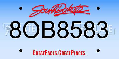 8OB8583 South Dakota License Plate