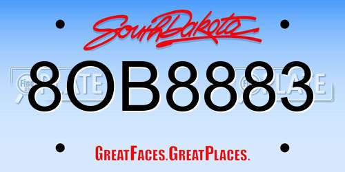 8OB8883 South Dakota License Plate