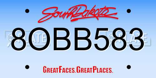 8OBB583 South Dakota License Plate