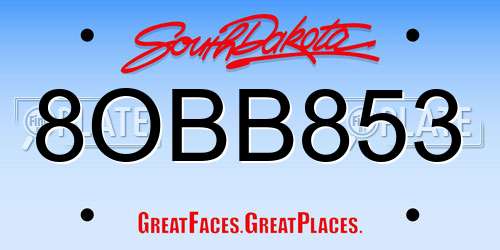 8OBB853 South Dakota License Plate