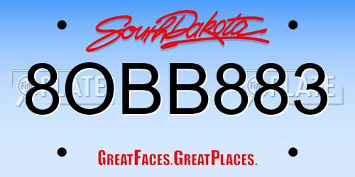 8OBB883 South Dakota License Plate