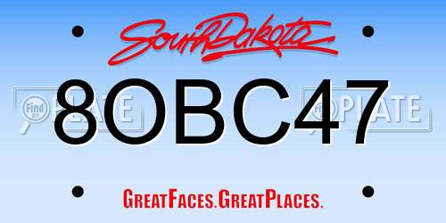 8OBC47 South Dakota License Plate