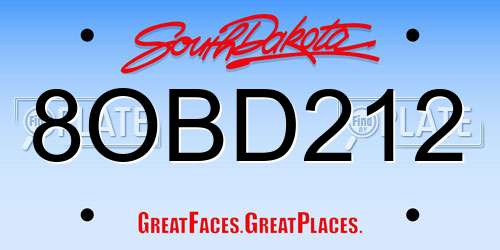 8OBD212 South Dakota License Plate