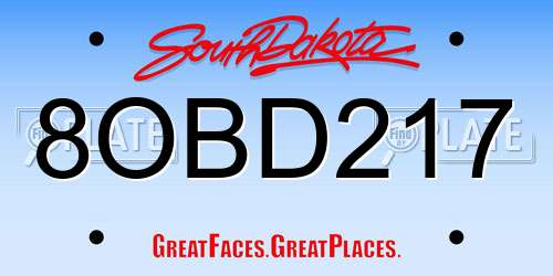 8OBD217 South Dakota License Plate