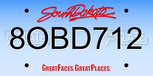 8OBD712 South Dakota License Plate
