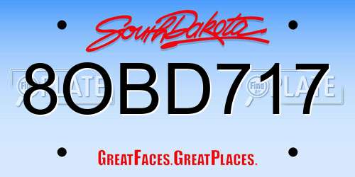 8OBD717 South Dakota License Plate