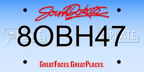 8OBH47 South Dakota License Plate