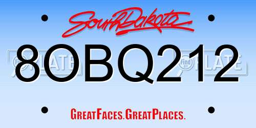 8OBQ212 South Dakota License Plate
