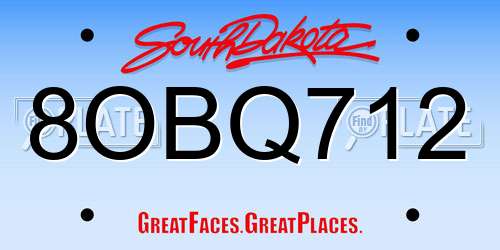 8OBQ712 South Dakota License Plate