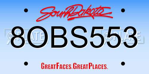 8OBS553 South Dakota License Plate