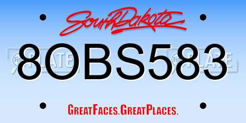 8OBS583 South Dakota License Plate