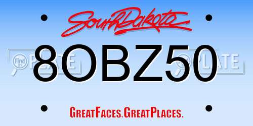 8OBZ50 South Dakota License Plate