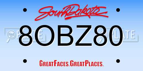 8OBZ80 South Dakota License Plate