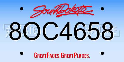 8OC4658 South Dakota License Plate
