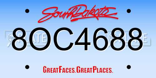 8OC4688 South Dakota License Plate