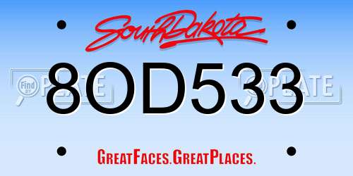 8OD533 South Dakota License Plate