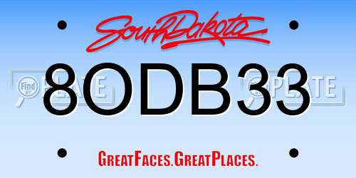 8ODB33 South Dakota License Plate