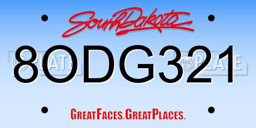 8ODG321 South Dakota License Plate