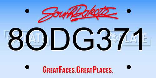 8ODG371 South Dakota License Plate