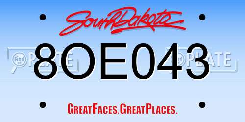 8OE043 South Dakota License Plate