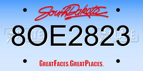 8OE2823 South Dakota License Plate
