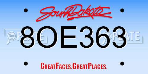 8OE363 South Dakota License Plate