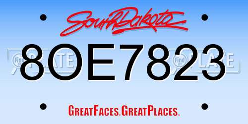 8OE7823 South Dakota License Plate