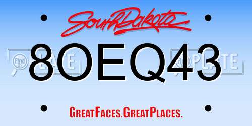 8OEQ43 South Dakota License Plate