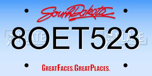 8OET523 South Dakota License Plate