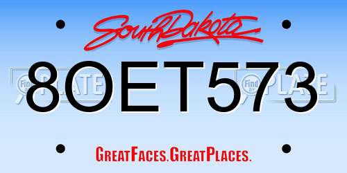 8OET573 South Dakota License Plate