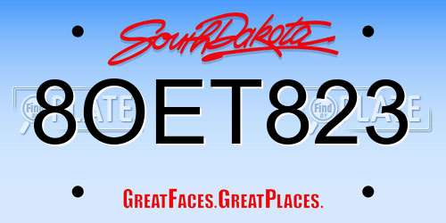 8OET823 South Dakota License Plate
