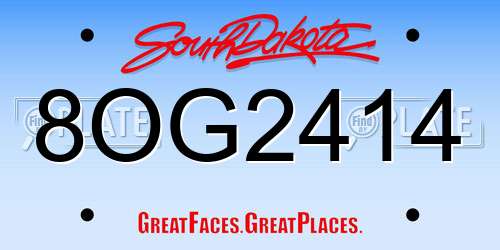 8OG2414 South Dakota License Plate