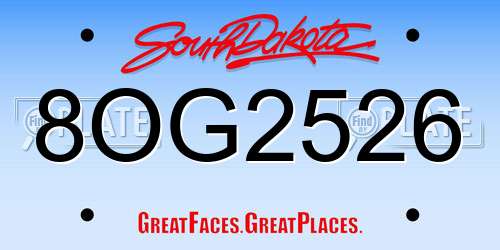 8OG2526 South Dakota License Plate