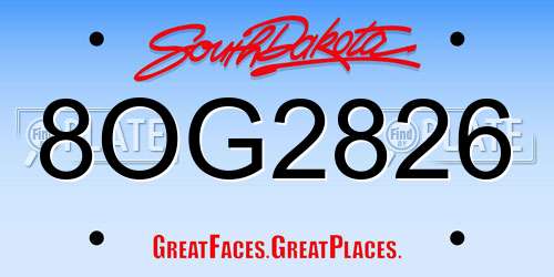 8OG2826 South Dakota License Plate