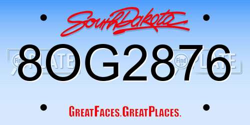 8OG2876 South Dakota License Plate