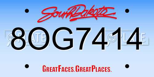 8OG7414 South Dakota License Plate