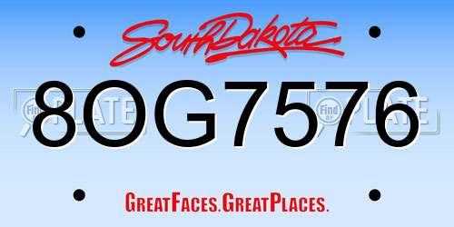 8OG7576 South Dakota License Plate