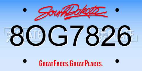 8OG7826 South Dakota License Plate