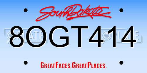 8OGT414 South Dakota License Plate