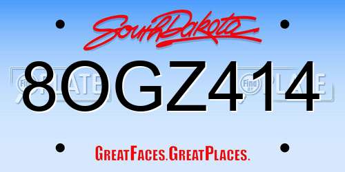 8OGZ414 South Dakota License Plate