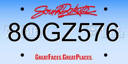 8OGZ576 South Dakota License Plate