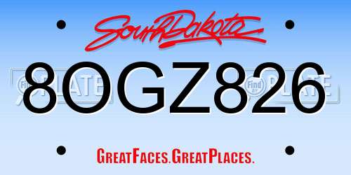 8OGZ826 South Dakota License Plate