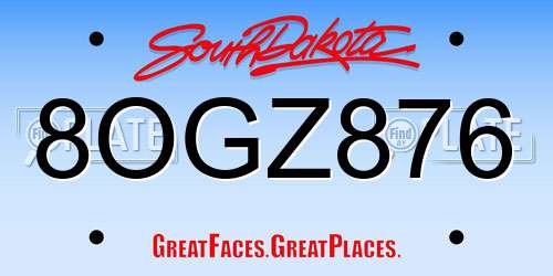 8OGZ876 South Dakota License Plate