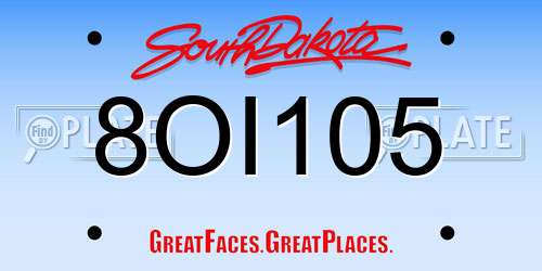 8OI105 South Dakota License Plate