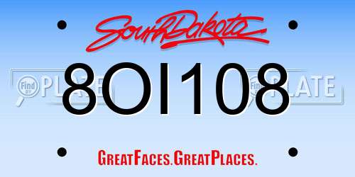 8OI108 South Dakota License Plate