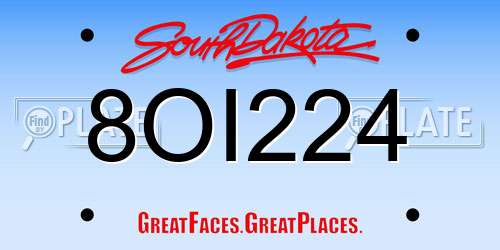 8OI224 South Dakota License Plate