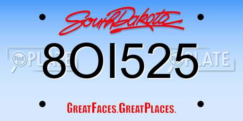 8OI525 South Dakota License Plate