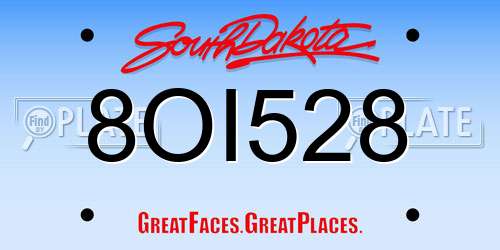 8OI528 South Dakota License Plate